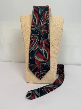 John Clarendon Silk Tie Vintage Hand Made Italy Bold Abstract Geometric EUC